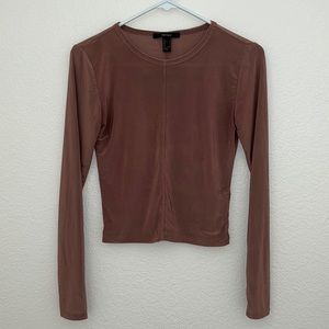 Warm Brown Long Sleeve Slinky Top
